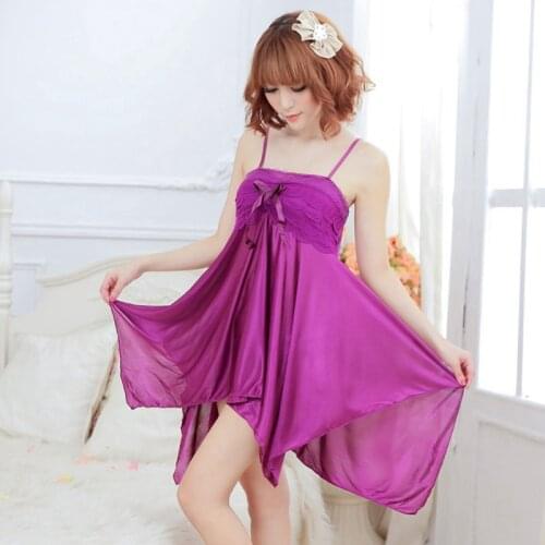 Lace Sexy Sleepshirts Womens Silk Nightgowns Gowns Lady Porn Night Dress Spaghetti Strap Mini Sleep Wear Nightwear Female