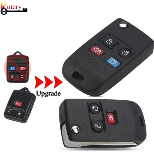 Kutery Upgrade Key Shell For Ford Transit Edge F250 Super Duty F350 E150 Escape 3/4Buttons Remote Car Key Case Cover With Blade