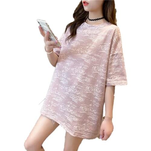 Summer Thin Letter Printed Cotton Maternity Tees Large Size Loose T Shirt Clothes for Pregnant Women Pregnancy Casual Tops