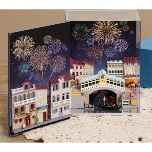 Miniature Handwork DIY Hot Air Balloon Water City Hut Handmade House Kids Gift