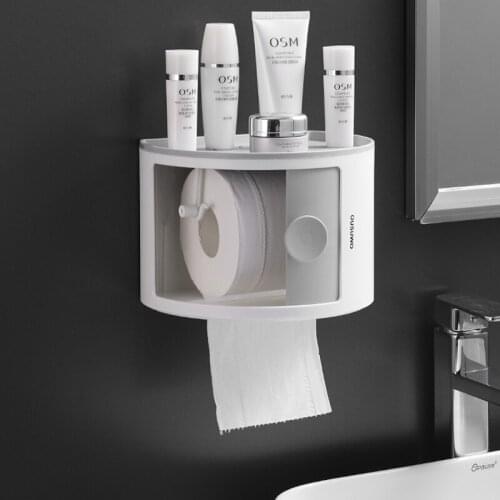 Multifunction Cosmetic Storage Box Toilet Paper Holder Stackable Wall Mounted Waterproof Tissue Boxes Bathroom Organizer Tools