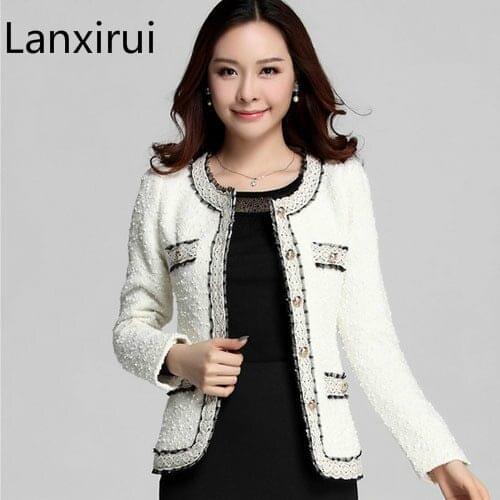 Fashion Women Jacket Short Design Spring Witner Outerwear Coat Slim Single Breasted Lace Women Coat