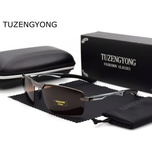TUZENGYONG Polarized Men Aluminum Sunglasses Driving Mirror Lens Male Sun Glasses Aviation Women For Men Eyewear UV400