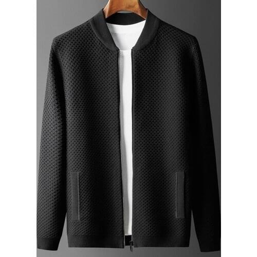 New Arrival High Quality Cardigan Autumn Zipper Casual Mandarin Collar Computer Knitted Thick Sweater Men Plus Size LXL2XL3XL4XL