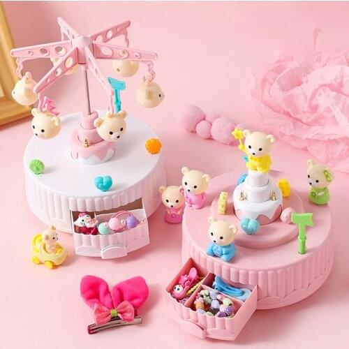 Girl Heart Cake Bear Music Box музыкальная шкатулка Creative Spinning Ferris Wheel Windmill Children Birthday Present Typewriter
