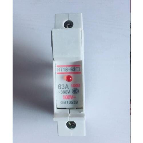 RT18-63 14*51mm Guide install the fuse fuse base with light 380V 500V 1P 63A