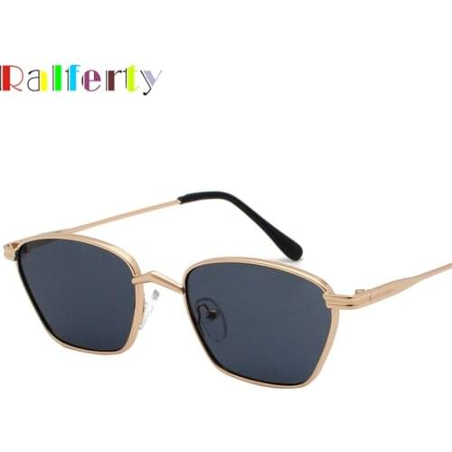 Ralferty Irregular Sunglasses Women Men Small Metal Frame Gold Black Sun Glasses Female Shades Retro Vintage Eyewear Oculo J9216