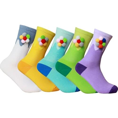 Five color Ball Stitching Pattern Woman Socks Cute Fashion Street Cool Design Couple Cotton Socks