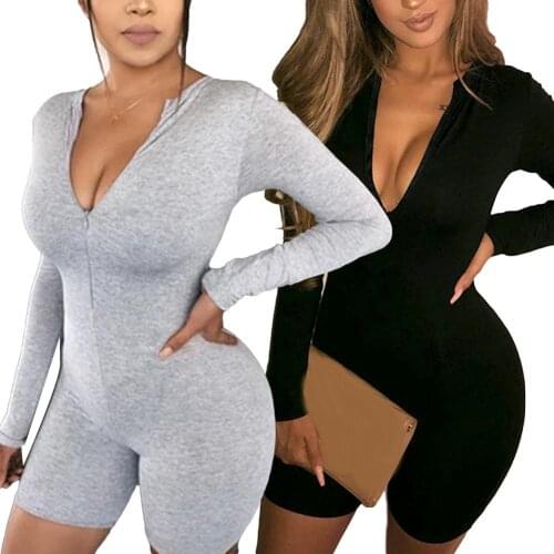 New jumpsuits 2020 Sportswear Woman O Neck Long Sleeve Zip Closure Bodycon Bodysuit Elastic Sports Yoga Costume Workout Clothes