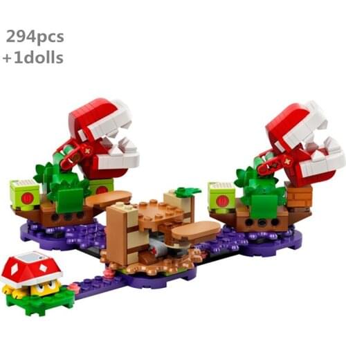 NEW Super Marios Piranha Plant Puzzling Challenge Expansion Set Building Blocks Classic Model DIY Toys For Kids Birthday Gifts