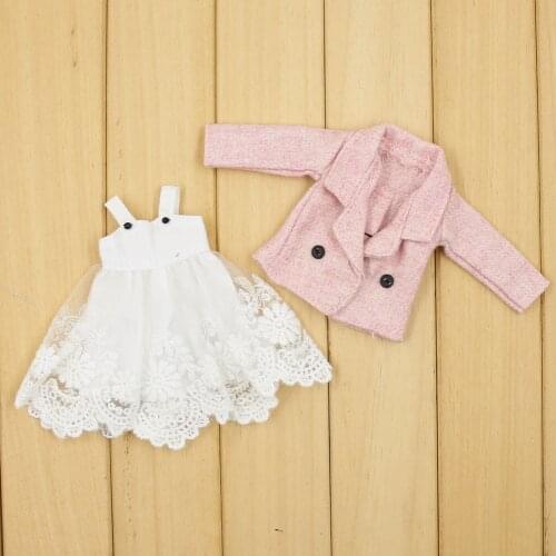 Clothes For 1/6 Blyth 2 Pieces Lace Dress Pink Coat