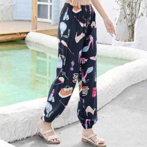 Mother Daughter Clothing Son Pants cotton Floral Bohemian Style print Family Matching Clothes Father and Son Beach loose pants
