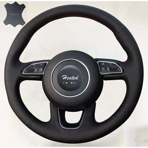 Nappa Leather Braid On Car wheel steering cover for 2013 2014 2015 Audi Q3 Q5 capa para volante braid on the steering wheel