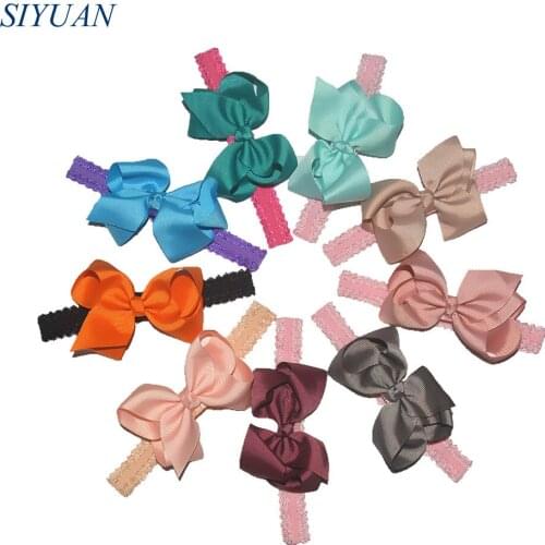 Wholesale 105pcs/lot DIY Boutique Lace Headband with 4.5'' Grosgrain Bow Fashion Hair Accessories 21 Colors FD261