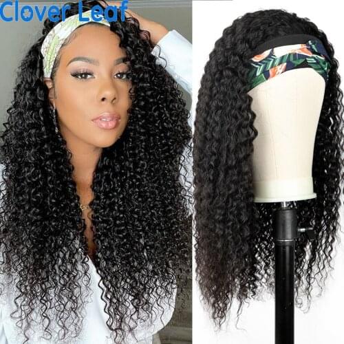 Headband Wigs Curly Headband Wig 150% Remy Indian Headband Wig Human Hair Kinky Curly Full Machine Made Wig Headbands For Women