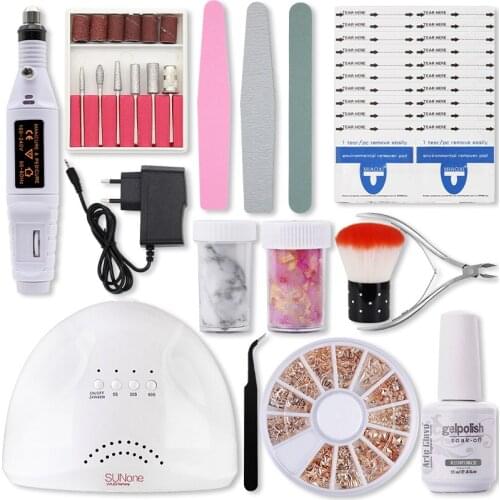 Arte Clavo New Professional Gel Nail Rhinestone Kit Set LED&UV Lamp Nail Polisher Drill Varnish Hybrid DIY Manicure Kit Nail Art