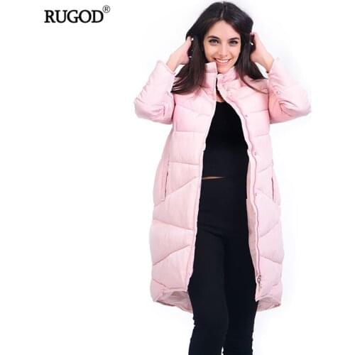 RUGOD Casual Down Coat For Women Solid Hooded Full Sleeve Plus Size Long Length Thicken Warm Jacket Female Winter Clothes