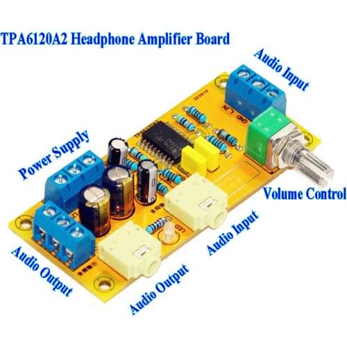 Assembled TPA6120A2 Stereo Headphone Amplifier Board Double Channel 80mWx2 Amp EL161
