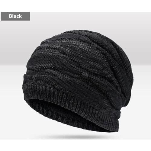 TJ-TianJun unisex solid headgear Men Plush Thickened Weave Hat Autumn Winter women Outdoor Warm Knitting Cotton Earmuff Cap