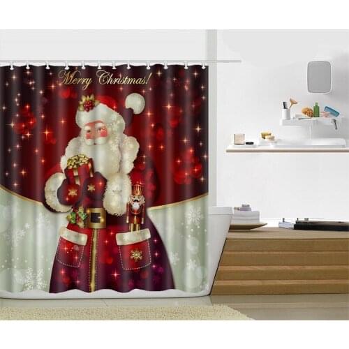Shower Curtain Christmas Polyester Fabric Snowman Rideau De Douche Waterproof Bathroom Santa Claus Decor Home New Year Hooks