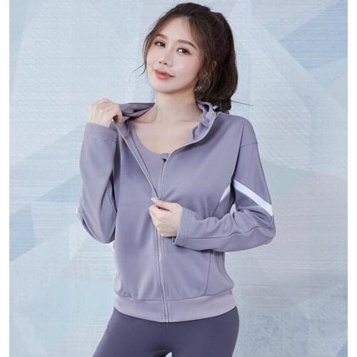 Womens Sports Jacket Hooded Long-Sleeved Yoga Wear Running Training Fitness Breathable Loose Thin Zipper Cardigan Casual Tops