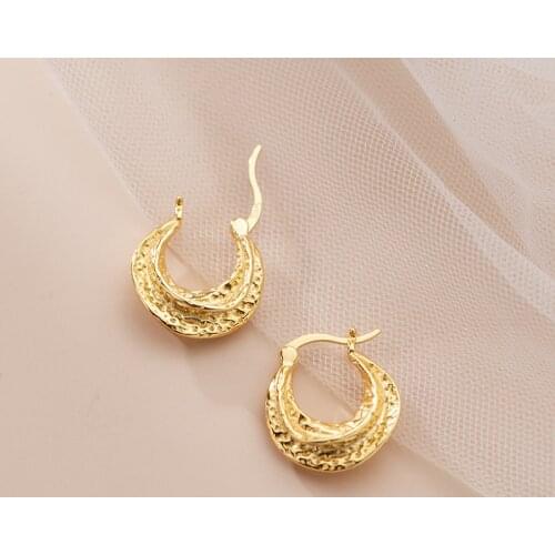 100% Real 925 Sterling Silver Luxury Concave Irregular Hoop Earrings For Fashion Women Lady High Quality Jewelry Wedding Gift