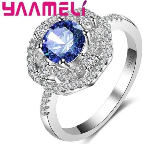 Faceplate 925 Sterling Silver Wide Faced Ring Elegant Classic Shape Multicolor Wedding Dance Party For Women