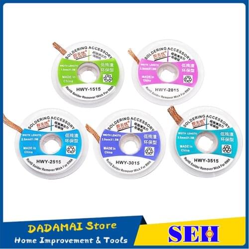 1PCS 1515 2015 2515 3015 Width 1.5mm 2.0mm 2.5mm 3mm 3.5mm Length 1.5MDesoldering Braid Solder Remover Wick Wire Repair Tool
