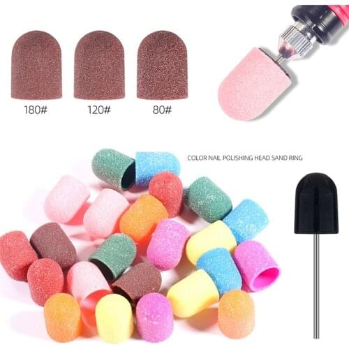 10pcs 13*19mm 8 Color Nail Drill Accessories Pedicure Sanding Cap Foot Cuticle Milling for Manicure Pedicure Art Tools