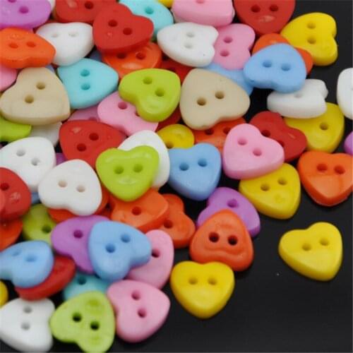 100pcs 14mm 2 Hoels Children Clothes Sewing DIY Crafts Heart Buttons PH74