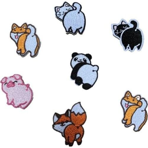 100pcs/lot Small Embroidery Patch Animal Cat Panda Pig Clothing Decoration Sewing Accessories Diy Iron Heat Transfer Applique