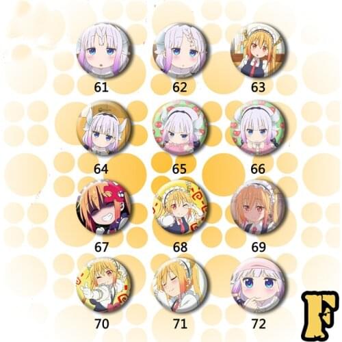 12pcs/set Anime Miss Kobayashis Dragon Maid Kanna Kamui kobayashi-san chi no maid dragon Ooyama Badge Brooch Fans Badge