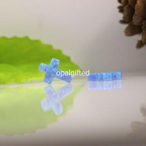 3pcs/lot) Free shippping Hot Sale 9x12mm Synthetic OP06 Light Blue Loose Cross Opal Stone For Jewelry Making with High quality