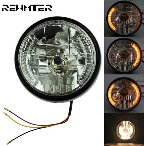 7" Motorcycle Headlight Lamp Amber LED Turn Signal Indicator With Bracket For Harley Dyna Touring Softail Sportster XL Choppers