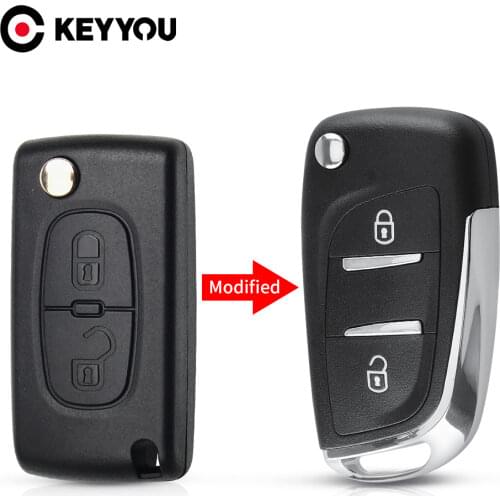 KEYYOU HU83/VA2 Uncut Blade CE0536 Modified Filp Folding Remote Car Key Shell For Peugeot 207 307 407 408 308 For Citroen C4 C2