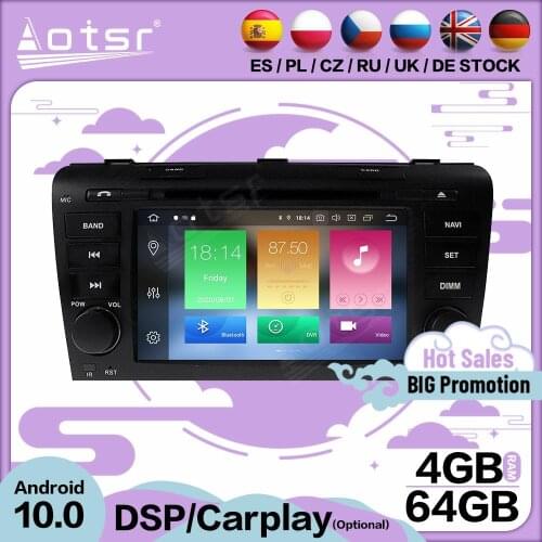 Carplay Multimedia Stereo Android 10 Player For Mazda 3 2003 2004 2005 2006 2007 2008 2009 GPS BT Audio Radio Receiver Head Unit