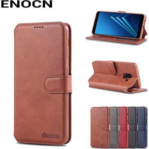 Wallet Case For Sumsang A8 2018 Cover Case Sumsang A8Plus Luxury PU Leather Flip Full Protector Shockproof Vintage Phone Housing