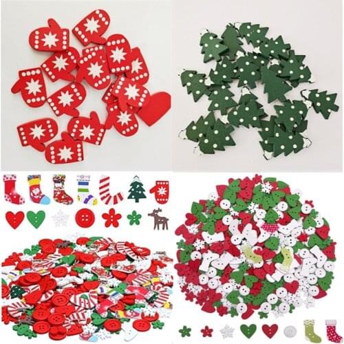 50pcs/pack Wooden Snowflake Elk Xmas Tree Ornaments Christmas Tree Pendant Christmas Handmade DIY Patch 2022 Navidad New Year