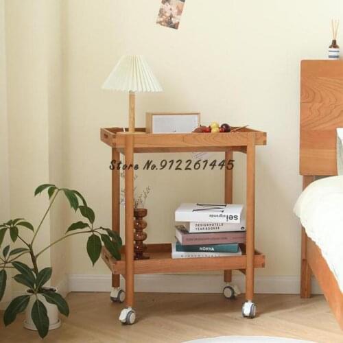 Wood Is Nordic Solid Wood Dining Car, Double-layer Trolley, Beverage Car, Multifunctional Small Tea Table, Side Table And Mobile