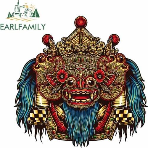EARLFAMILY 13cm x 13cm for Barong Mask Car Sticker Windows Refrigerator Motorcycle Decal Surfboard Personality Car Assessoires