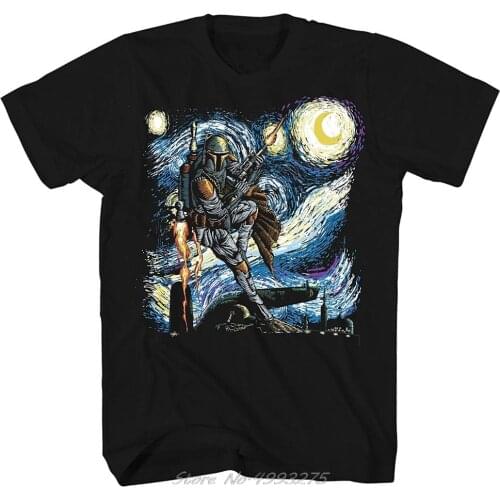 Mad Engine Boba Fett Starry Night MenS Adult Graphic Tee T-Shirt Tees Summer Brand Adults Casual Tee Shirt Fitness T-Shirts