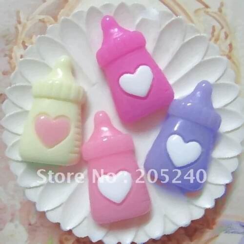 Hot Sale For DIY Phone Decoration 20pcs Mixed 4colors Cute Resin Cabochon Milk Bottle