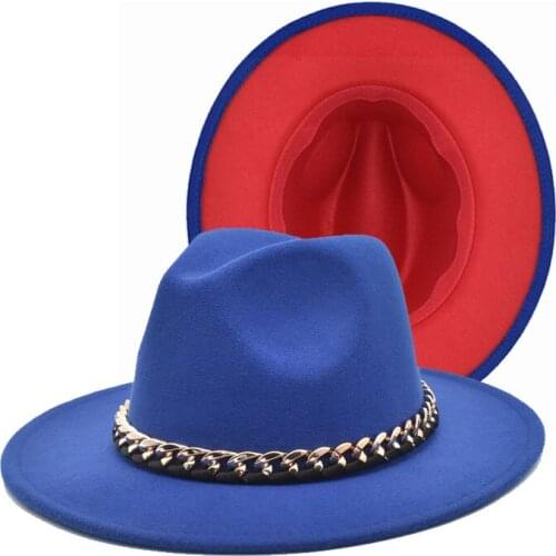 Classic Red Fedora Hat Wool Felt Jazz Fedora Hat Mens Wide Brim Retro Elegant Women Trilby Hat F115