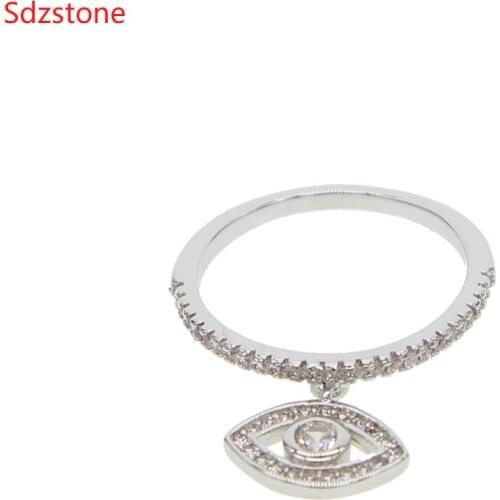 Classical Silver color Cubic Zirconia Eye Ring For Women size 7.5 Evil Eye Ring Engagement Wedding Female Bohemia Jewelry Gift