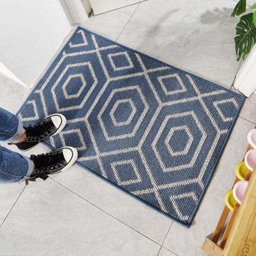 Entrance Doormat TPR Rubber Welcome Mat Bath Kitchen Non-Slip Mud-removing Sand-stripping Polypropylene Geometric Floor Carpet