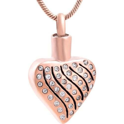 Beautiful Womens pendant Heart crystal cremation jewelry Never fade Rose gold heart urn pendant for mom or sisters ashes