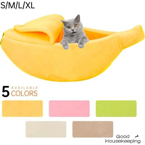 Banana Shape Pet Bed Warm Cozy Puppy Cushion Cat House Soft Dog Kennel Washable Sofa Basket Cute Portable Pets Sleeping Mat