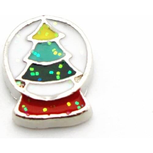 Hot selling 10pcs/lot christmas trees floating charms living glass memory lockets diy animal Accessory charms jewelry