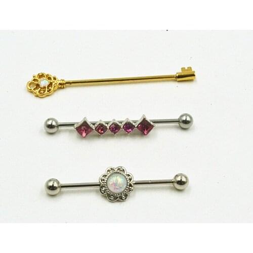 Lot 50pcs Free Shippment Industrial Barbell Ear Long Barbells Ear Piercing 14g NEW Mix Styles