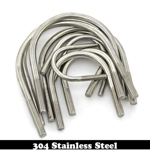 M10 M10*90 M10x90 M10*114 M10x114 M10*135 M10x135 304 Stainless Steel DIN3570 U-Bolt U Shape Type Pipe Clamp Screw Stirrup Bolt